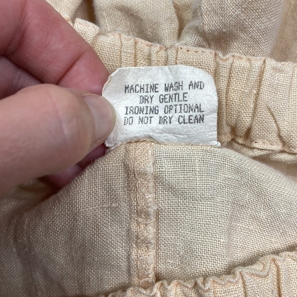 Flax Linen Stretch Waist Tan Pants Size Medium - Picture 7 of 12